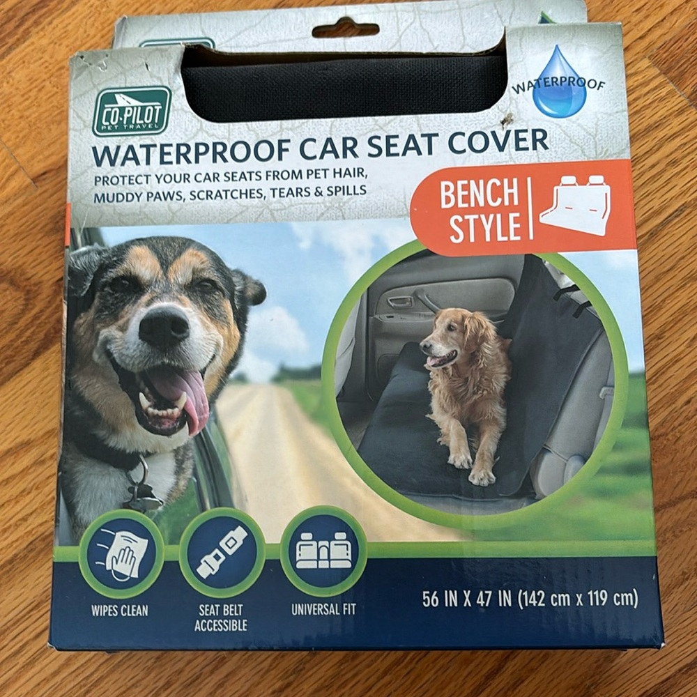 Co-Pilot Waterproof Bench-Style Car Seat Cover for Dogs - Black